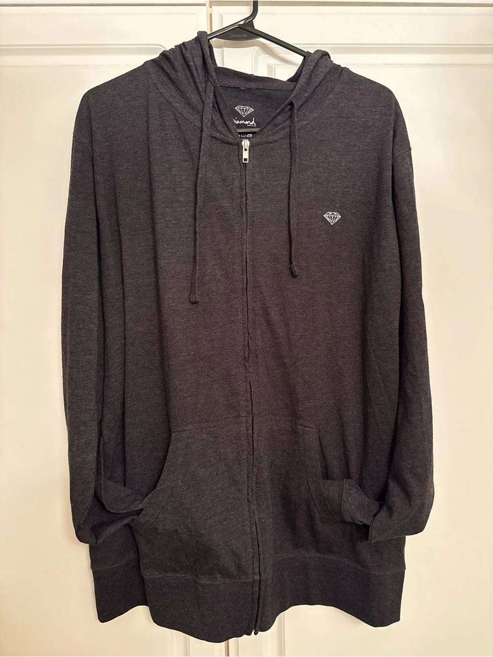 Diamond Supply Co. Men's Dark Charcoal Zip Hoodie lightweight